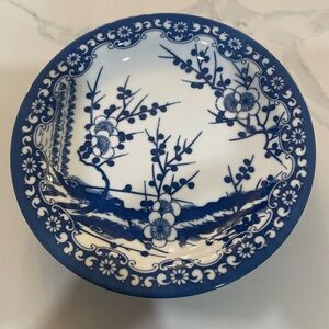 Pair of Blue and White Ceramic Cherry Blossom Dishes Dishes